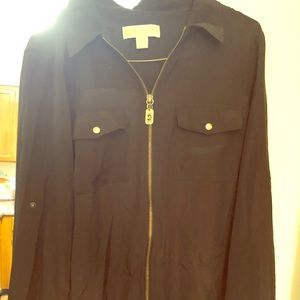 Michael Kors Black & Gold ZIP up blouse